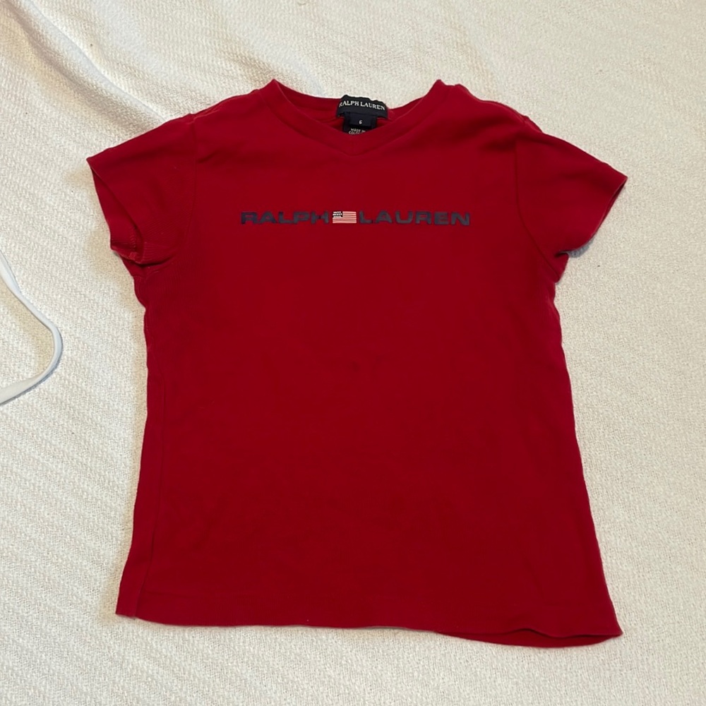 Red Ralph Lauren baby tee